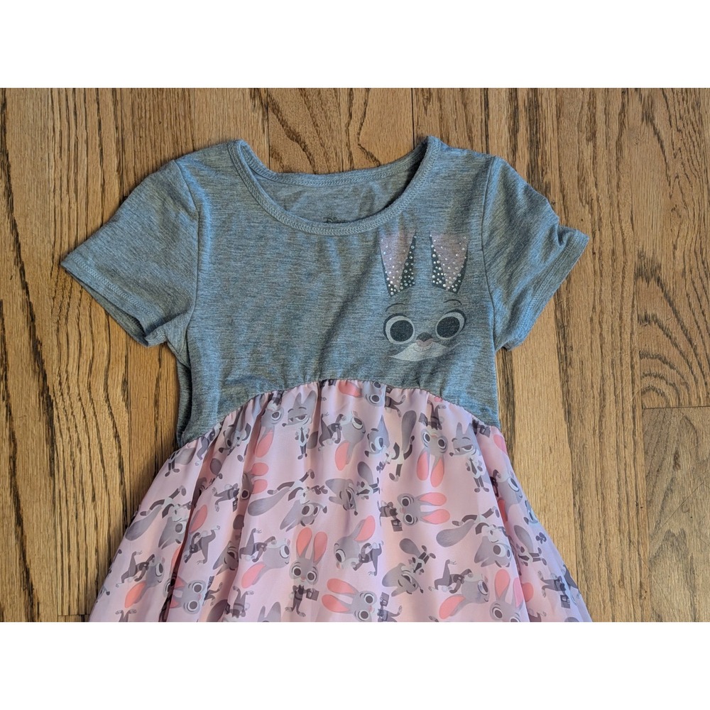 Disney Zootopia Judy Hopps, Bunny, Long Dress Girls Size XS (4-5) Gray & Pink - Picture 2 of 9